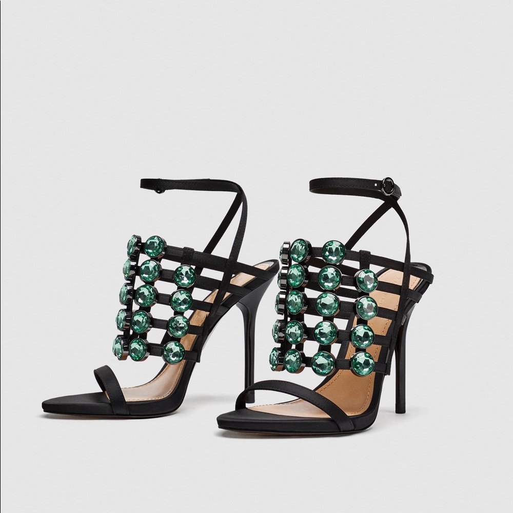 Zara HIGH HEELS NEVER WORN BRAND NEW EMBELLISHED - Picture 1 of 6